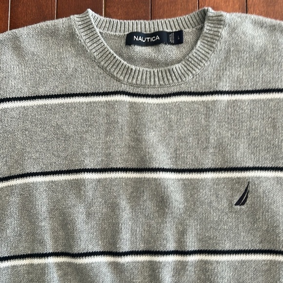Nautical Men’s Crew Neck Stripe Sweater Size Large - Picture 2 of 7